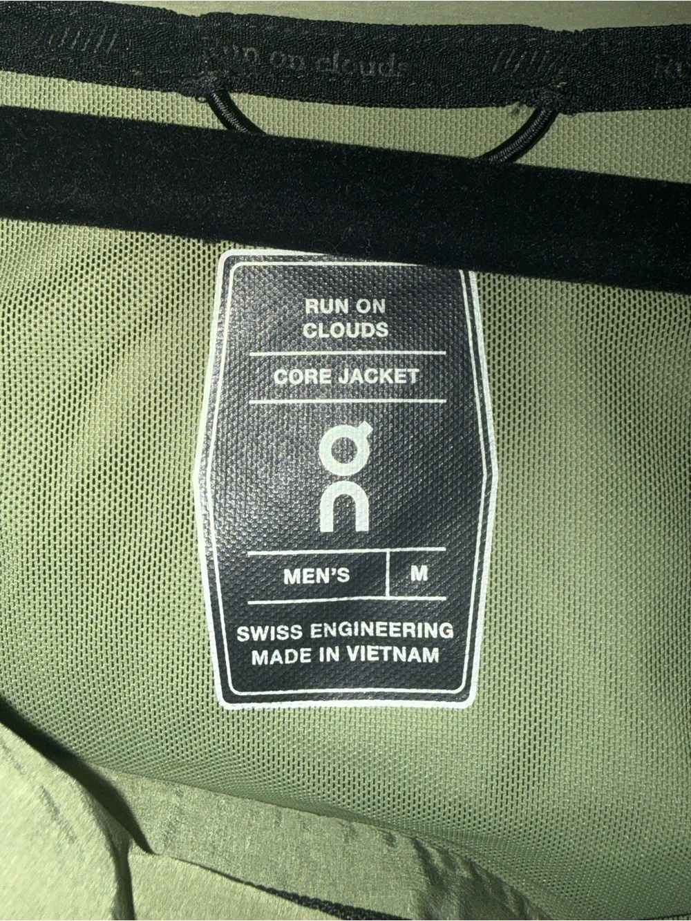 On Running Lightweight Olive Green and Black Running Core Jacket - Picture 3 of 4